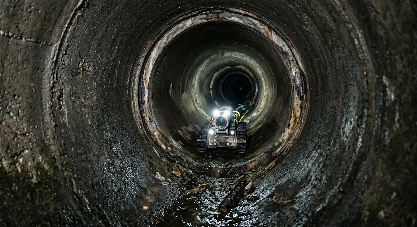 Robotic sewer camera inspecting pipe interior for Drain Snake Service in Damascus