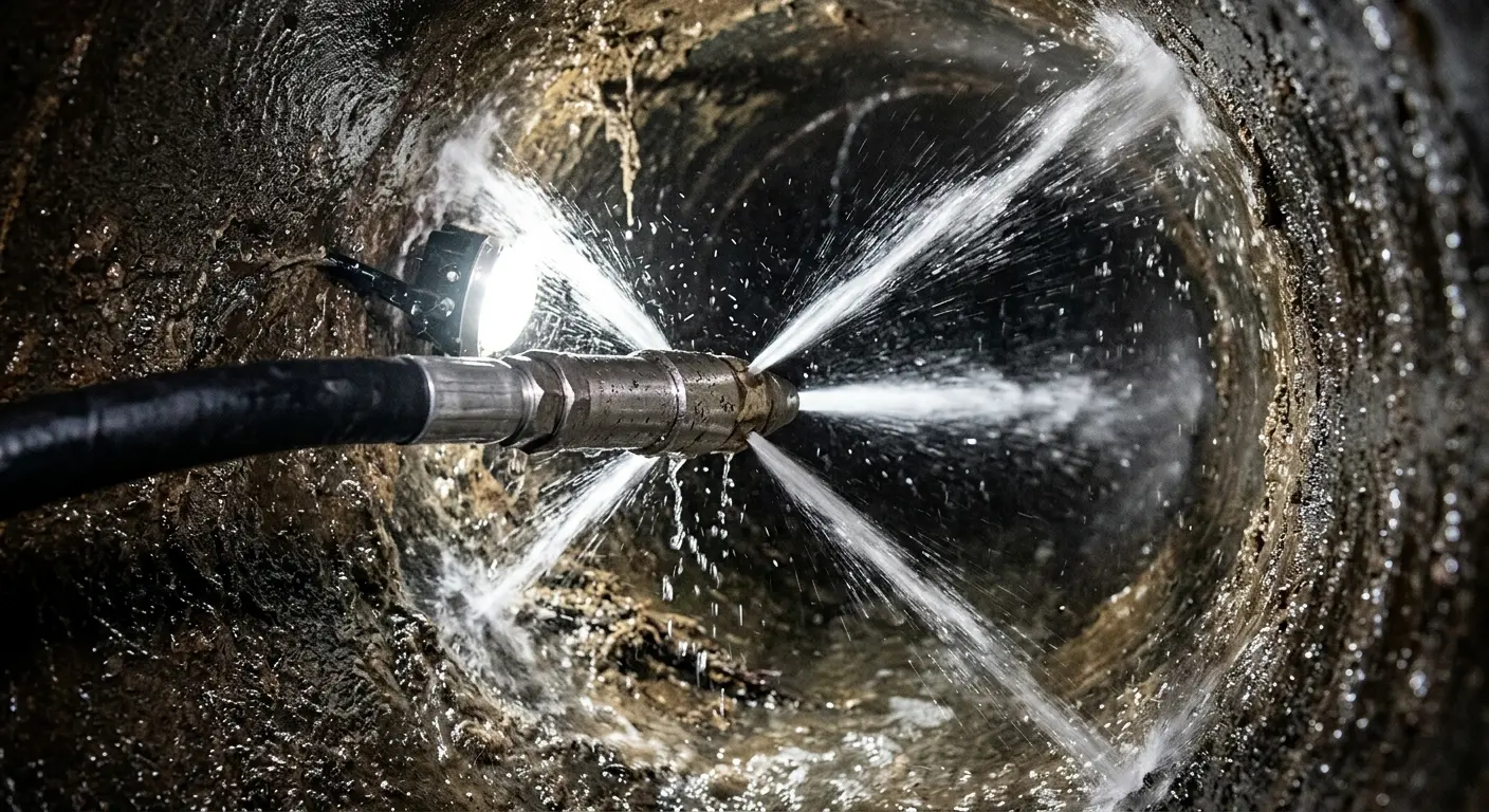 High-pressure hydro jetting nozzle cleaning sewer pipe for Storm Drain Cleaning in Damascus
